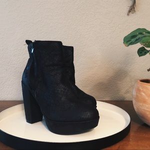 Snakeskin Platform Booties